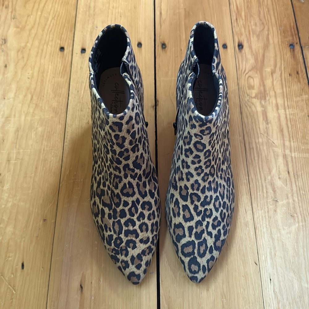 Brand-new Clarks leopard-print heeled boots